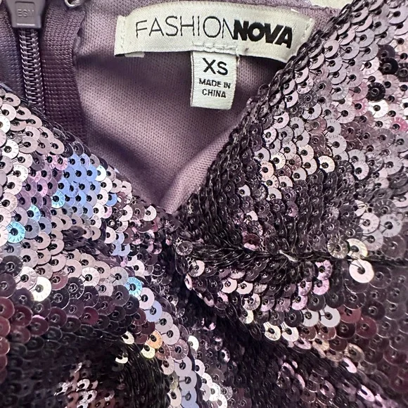 Fashion Nova Lilac Sequined Homecoming/Cocktail Dress, NWOT, s-XS - Picture 6 of 7